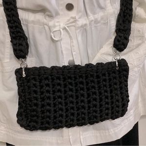 Phone Crossbody Purse Phone Bag, Handmade Crochet Mini Bag in black